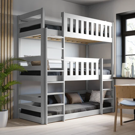 Łóżko piętrowe 3-osobowe Cozy Nest z trzema pełnowymiarowymi miejscami do spania