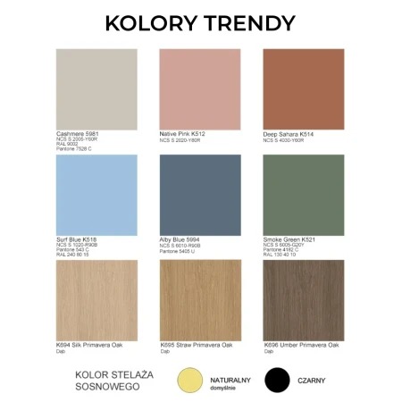 Wzornik Kolorów biurka BERGEN - Kolory Trendy