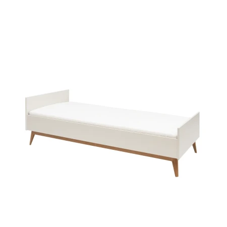 Łóżko młodzieżowe SETH w kolorze szampańskim na białym tle – rozmiar 200x90 cm