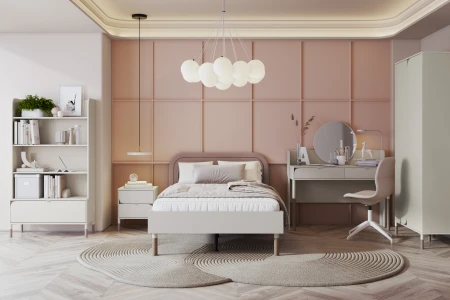 Duże łóżko Harmony II kaszmir/truflowy 120x200 w aranżacji pokoju młodzieżowego