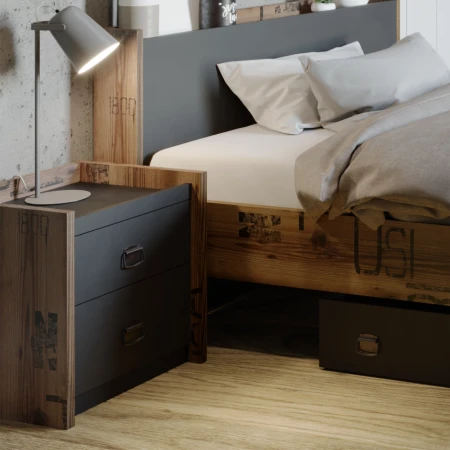Stolik nocny Fargo w aranżacji pokoju loftowego