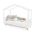 Białe Łóżko domek Luno Montessori 200x120 z barierką, zabawkami, nóżkami i szufladami