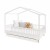 Białe Łóżko domek Luno Montessori 200x140 z barierką, poduszkami, nóżkami i szufladą