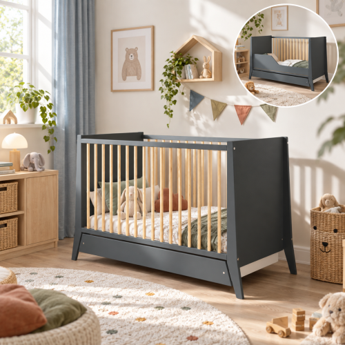 Przejdź do produktu Łóżeczko - tapczanik  BOHO antracyt z szufladą