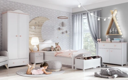 Zestaw mebli Luna 5 elementów w aranżacji pokoju dziewczęcego – widok ogólny