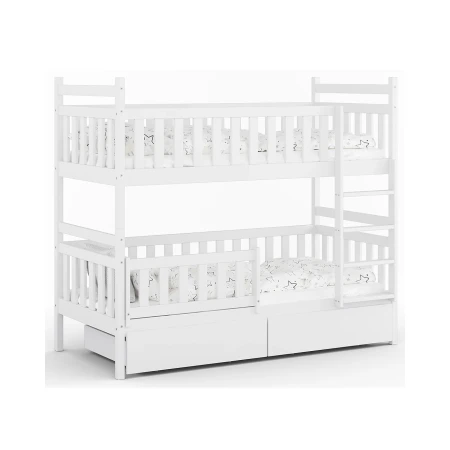 Łóżko piętrowe Porto w kolorze białym – zdjęcie na białym tle