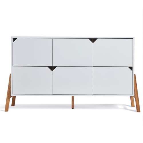 Przejdź do produktu Komoda sześć szuflad LOTTA, biały mat/dąb 