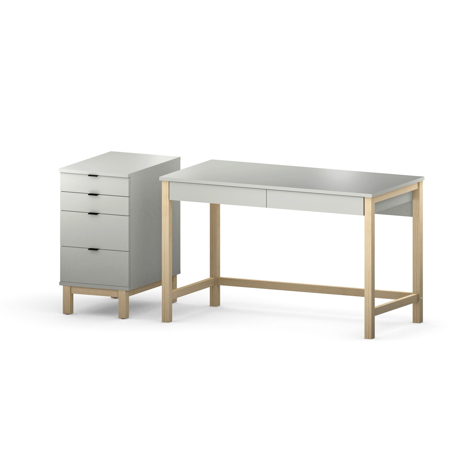 Szare biurko z szufladami i dostawką SIGRID