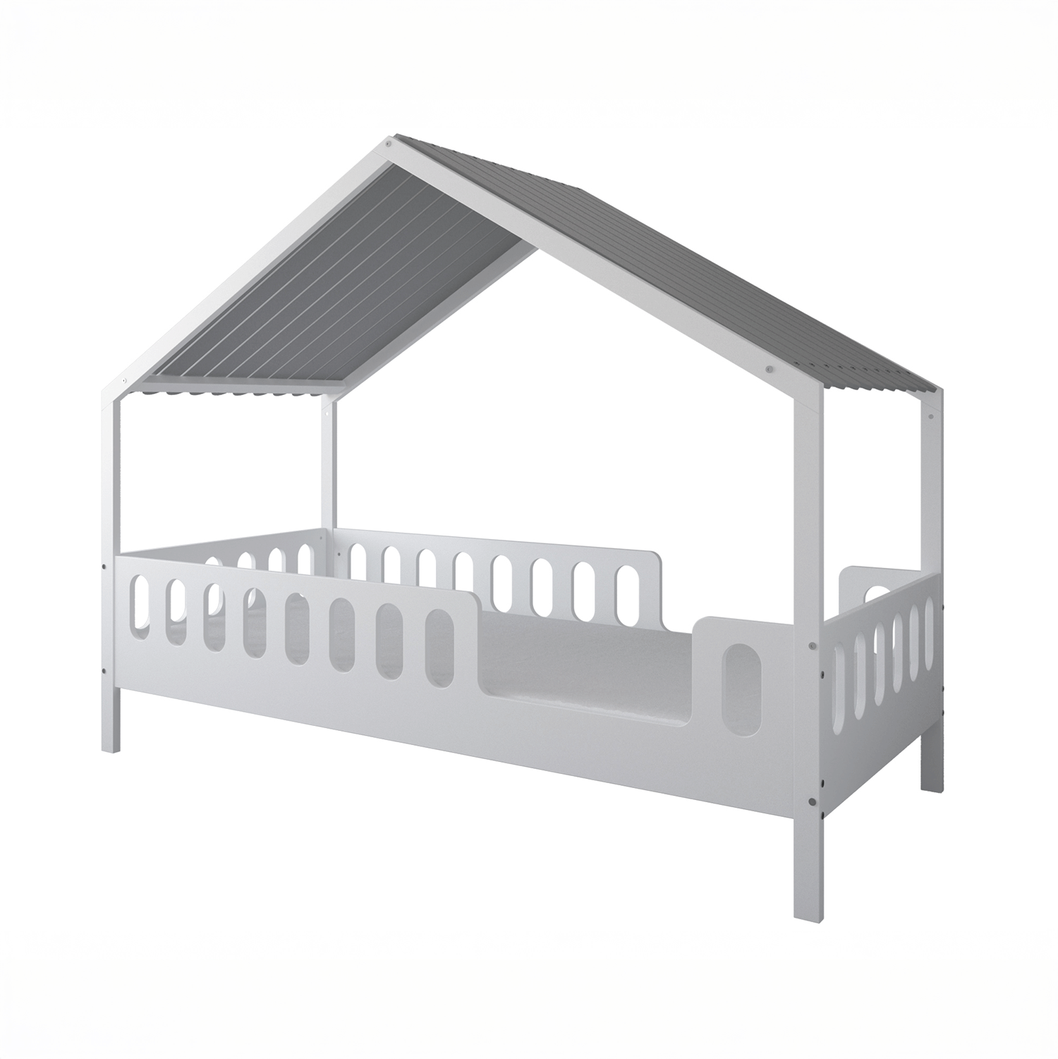 Łóżko z daszkiem 200x90 MINI HOME, do pokoju dziecięcego, w kolorze Białym