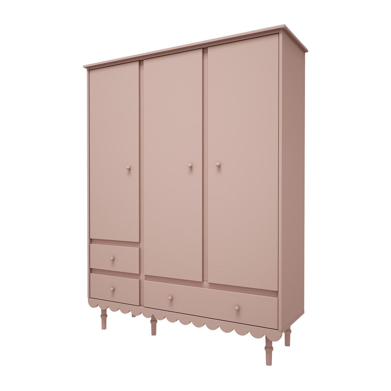 Szafa 3-drzwiowa z szufladami do pokoju dziecięcego lub młodzieżowego w kolorze różowym - Perspektywa