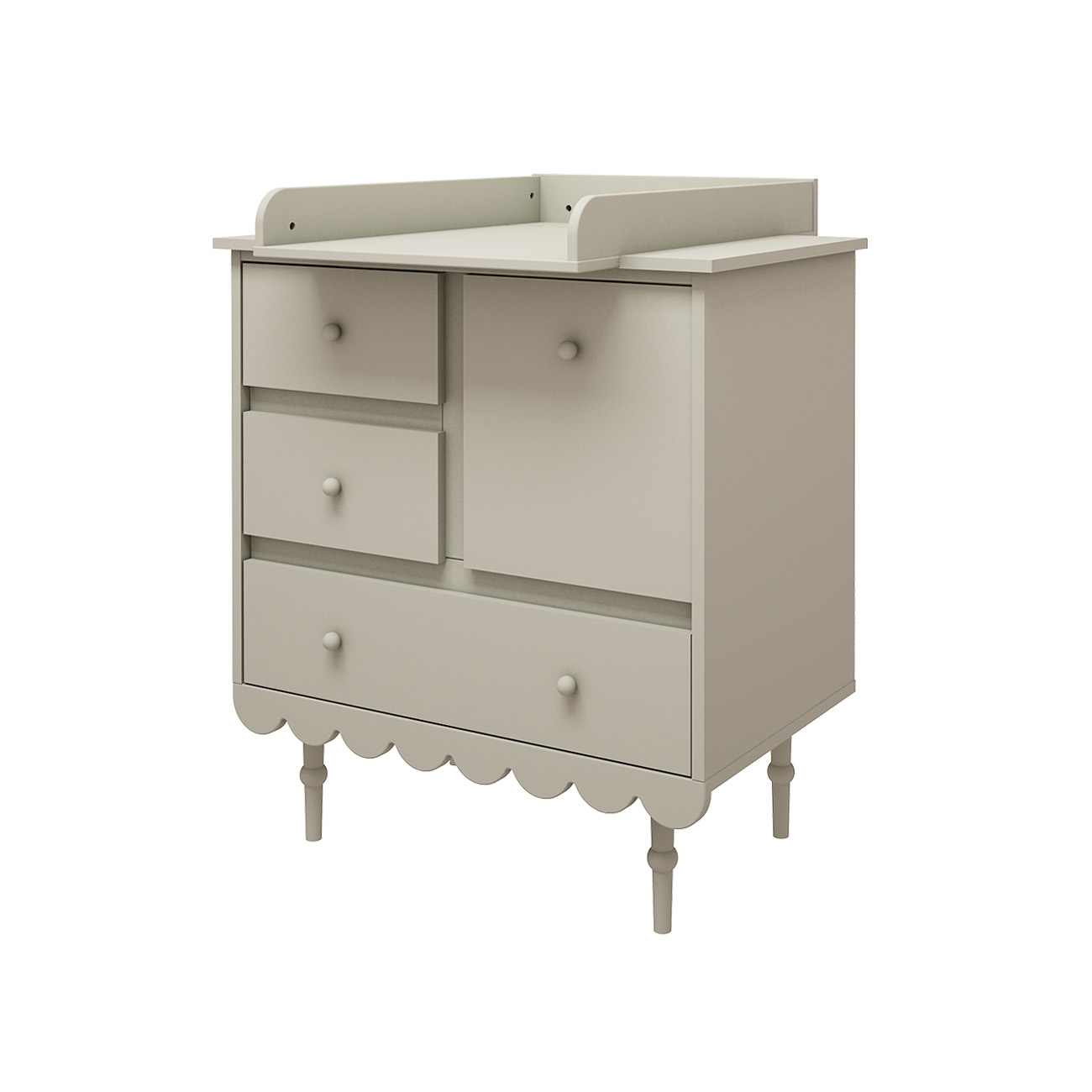 Niska komoda z przewijakiem do pokoju dziecięcego lub młodzieżowego w kolorze oliwkowym - Perspektywa