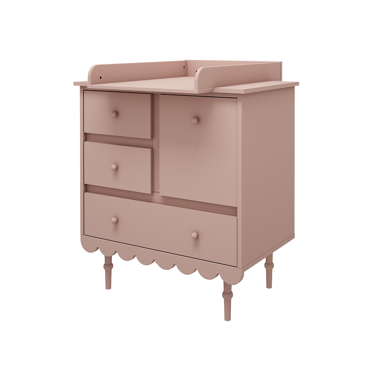 Niska komoda z przewijakiem do pokoju dziecięcego lub młodzieżowego w kolorze różowym - Perspektywa