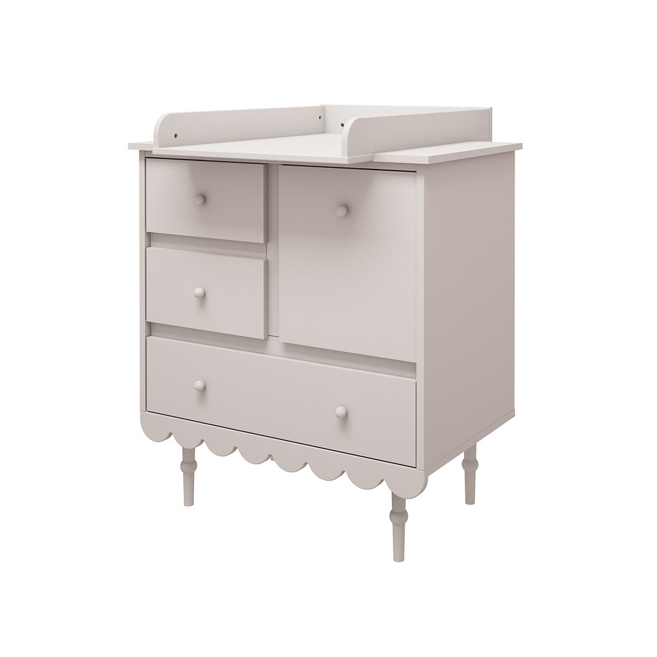 Niska komoda z przewijakiem do pokoju dziecięcego lub młodzieżowego w kolorze białym - Perspektywa