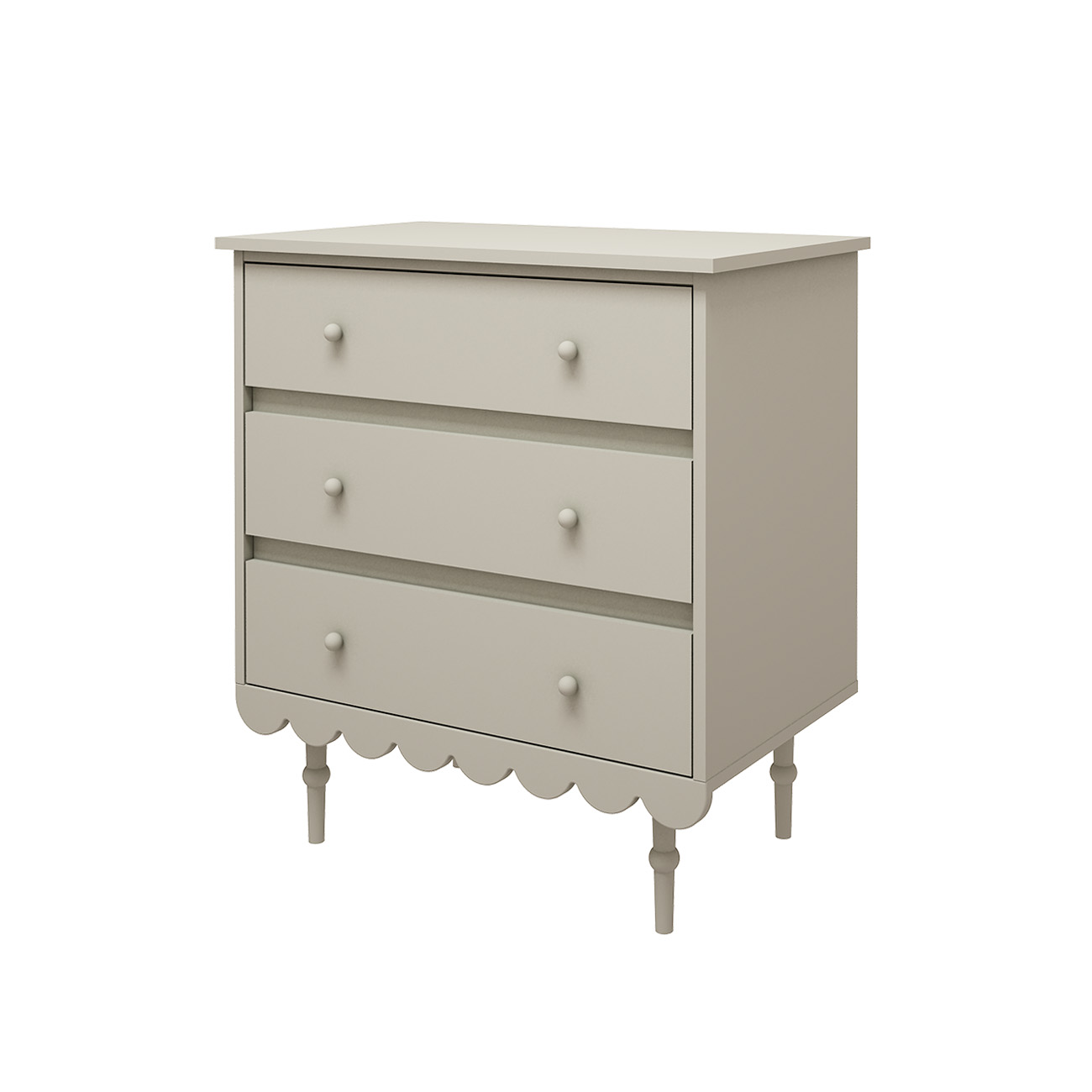 Niska komoda z szufladami do pokoju dziecięcego lub młodzieżowego w kolorze oliwkowym - Perspektywa