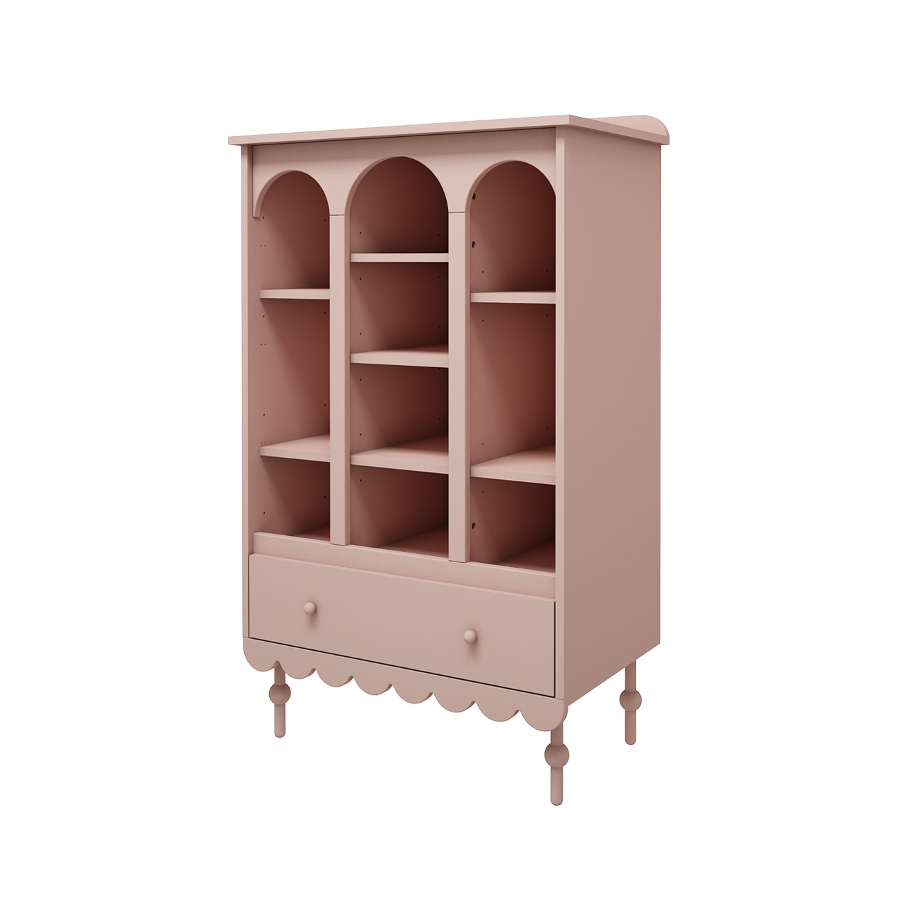 Regał z szufladą do pokoju dziecięcego w kolorze różowym - Perspektywa