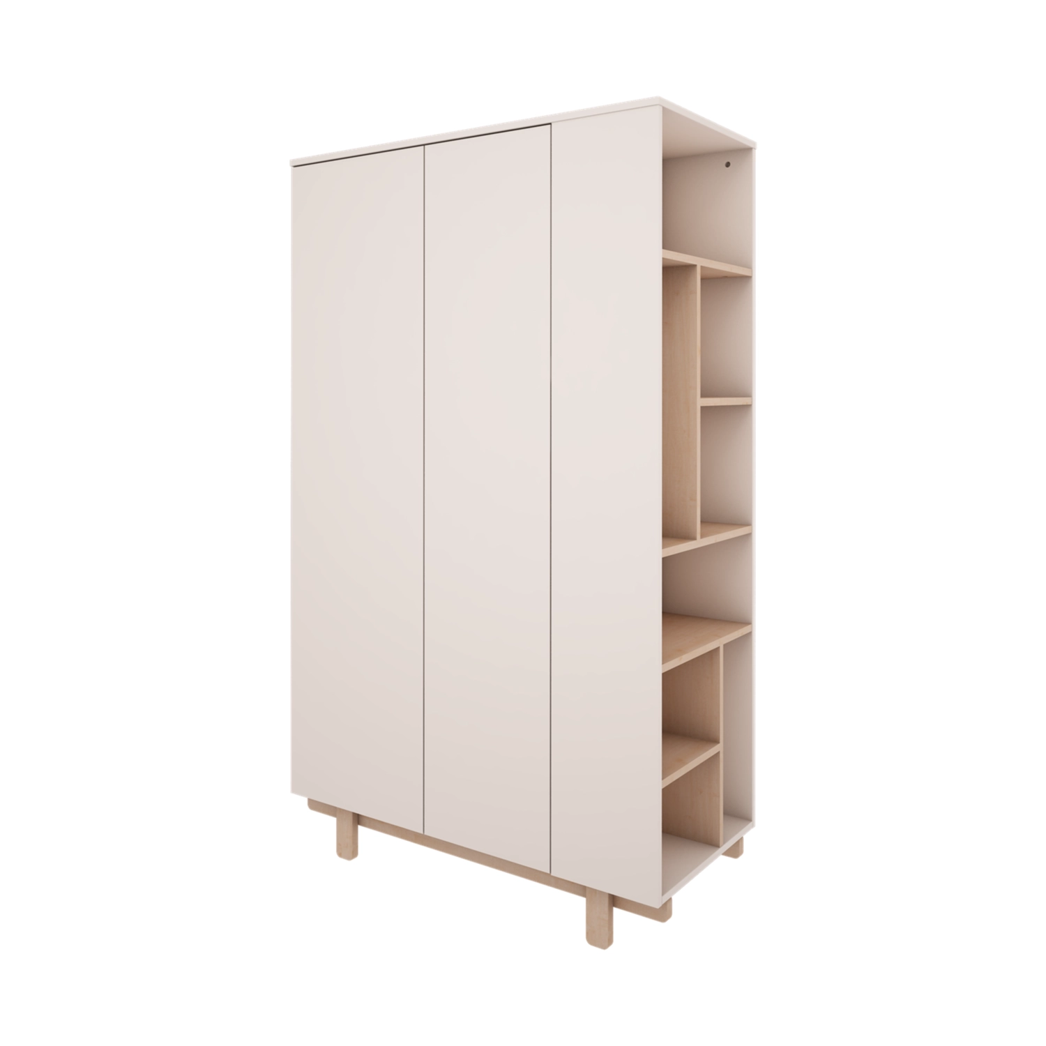 Szafa 2-drzwiowa z regałem z boku do pokoju dziecięcego lub młodzieżowego w kolorze białym