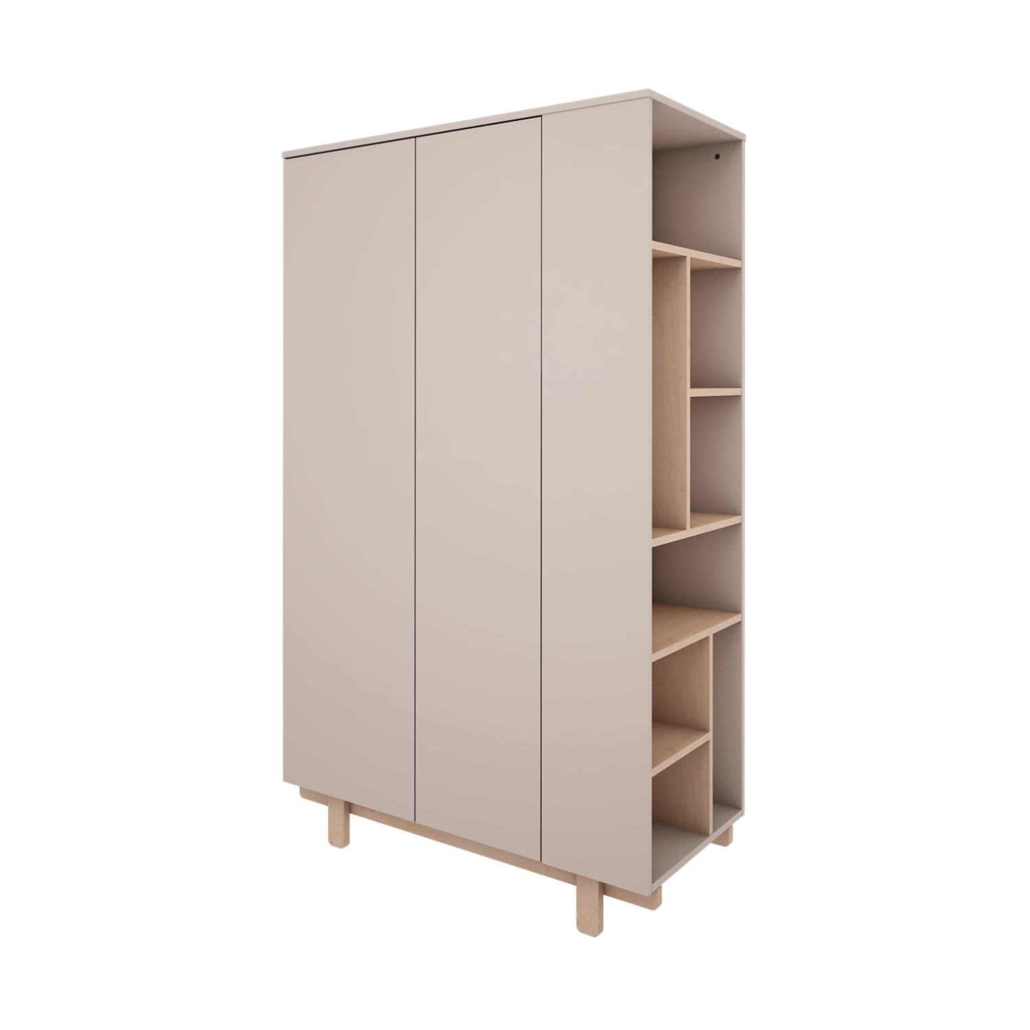 Szafa 2-drzwiowa z regałem z boku do pokoju dziecięcego lub młodzieżowego w kolorze kaszmir - Perspektywa
