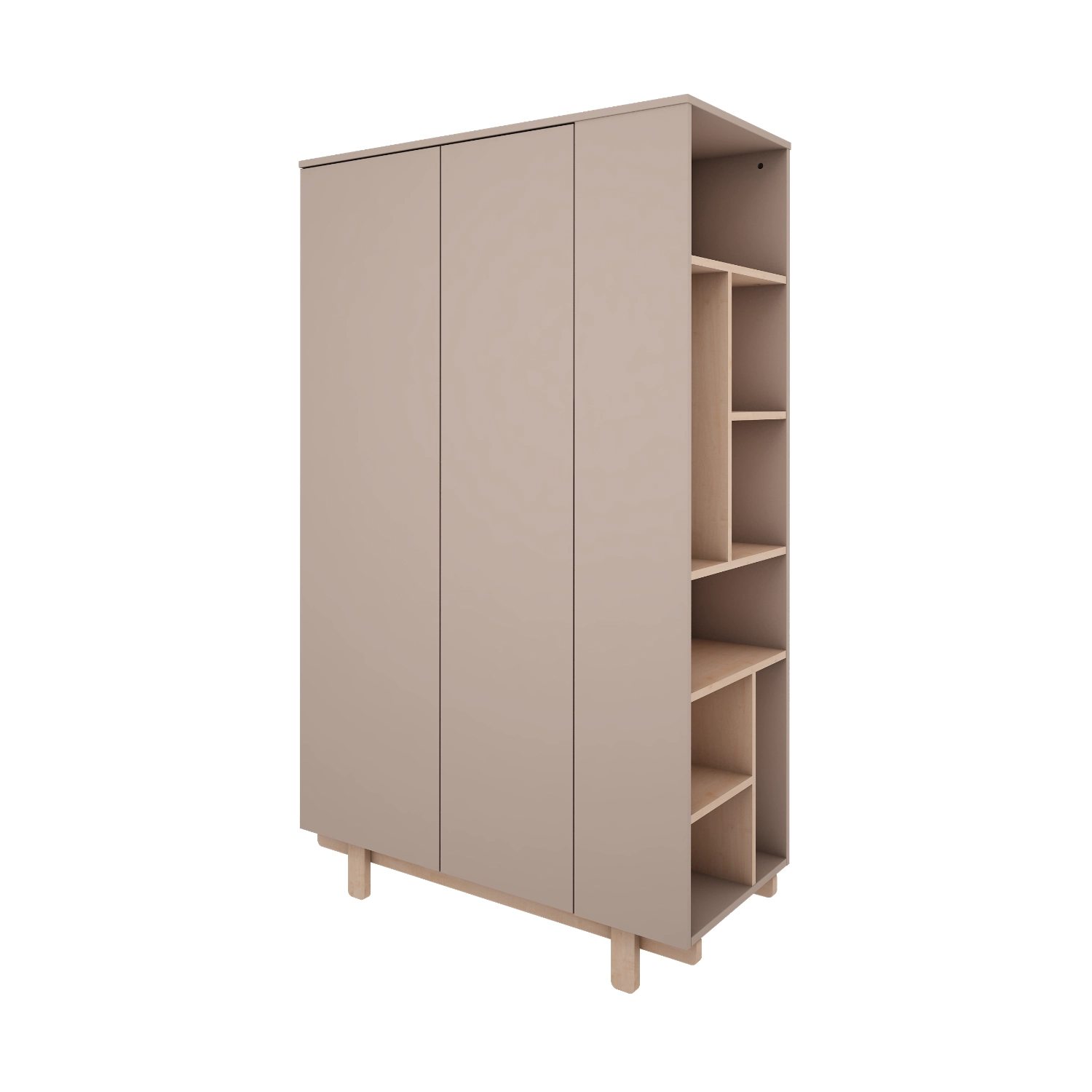 Szafa 2-drzwiowa z regałem z boku do pokoju dziecięcego lub młodzieżowego w kolorze truflowym - Perspektywa