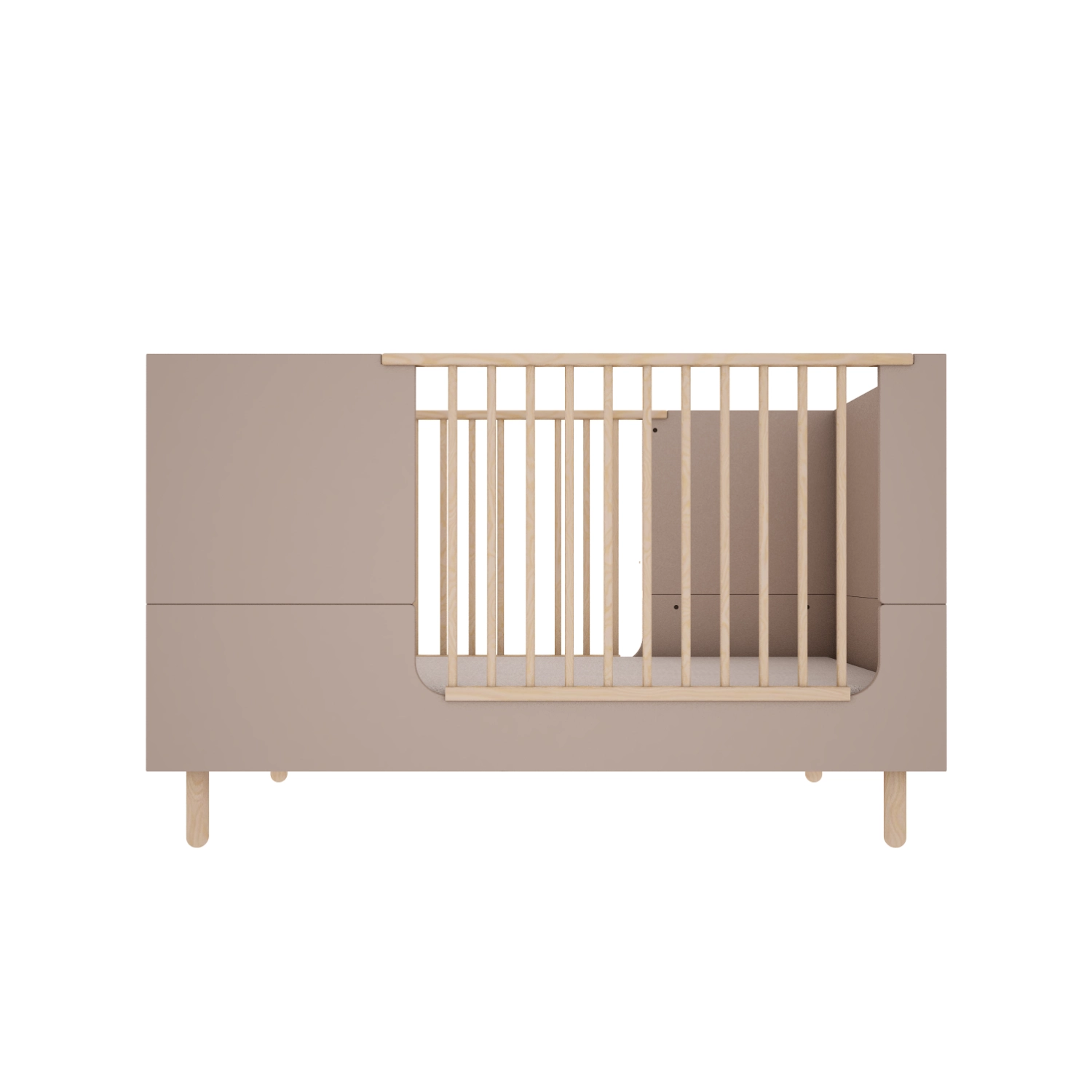 Łóżeczko 140x70 cm z funkcją tapczanika do pokoju dziecięcego w kolorze truffle