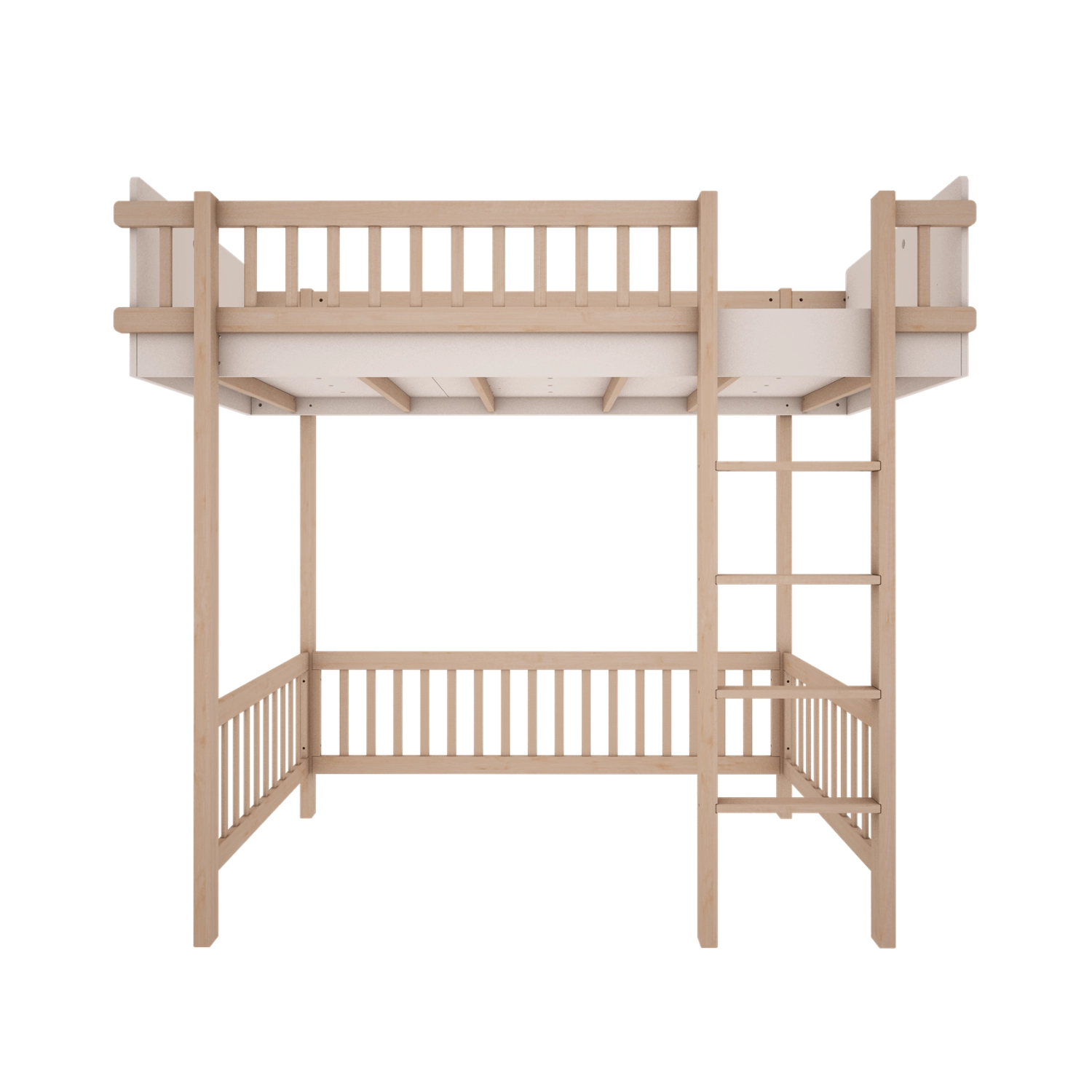 Łóżko na antresoli 200x90 cm do pokoju dziecięcego lub młodzieżowego w kolorze białym