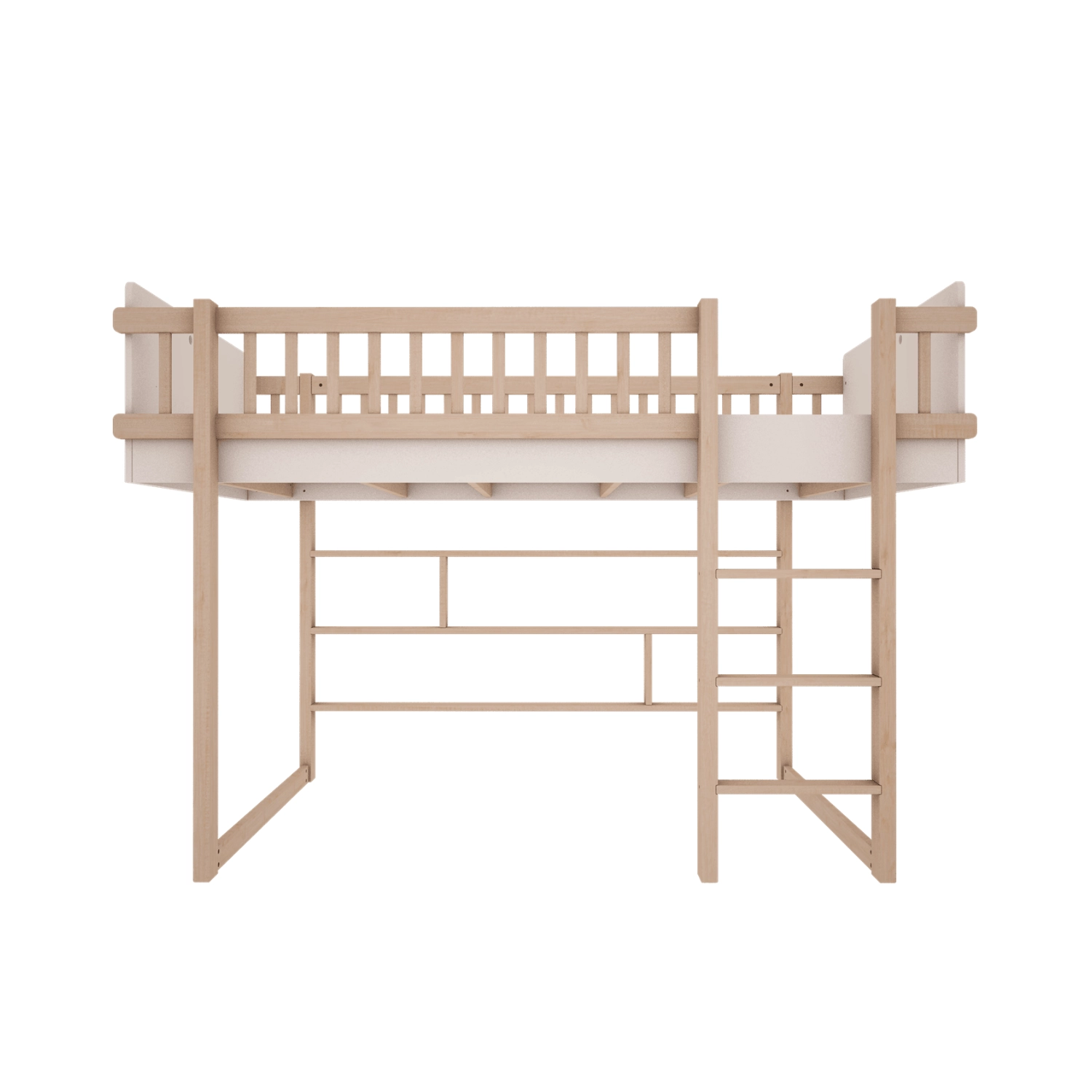 Łóżko na antresoli 200x90 cm do pokoju dziecięcego lub młodzieżowego w kolorze białym