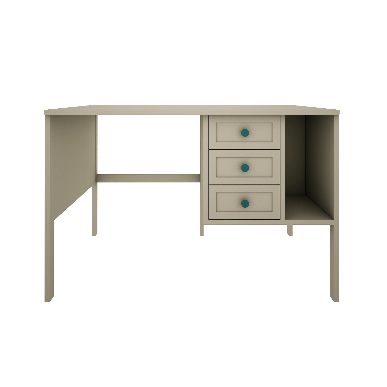 Biurko z szufladami i półkami do pokoju dziecięcego w kolorze eukaliptus