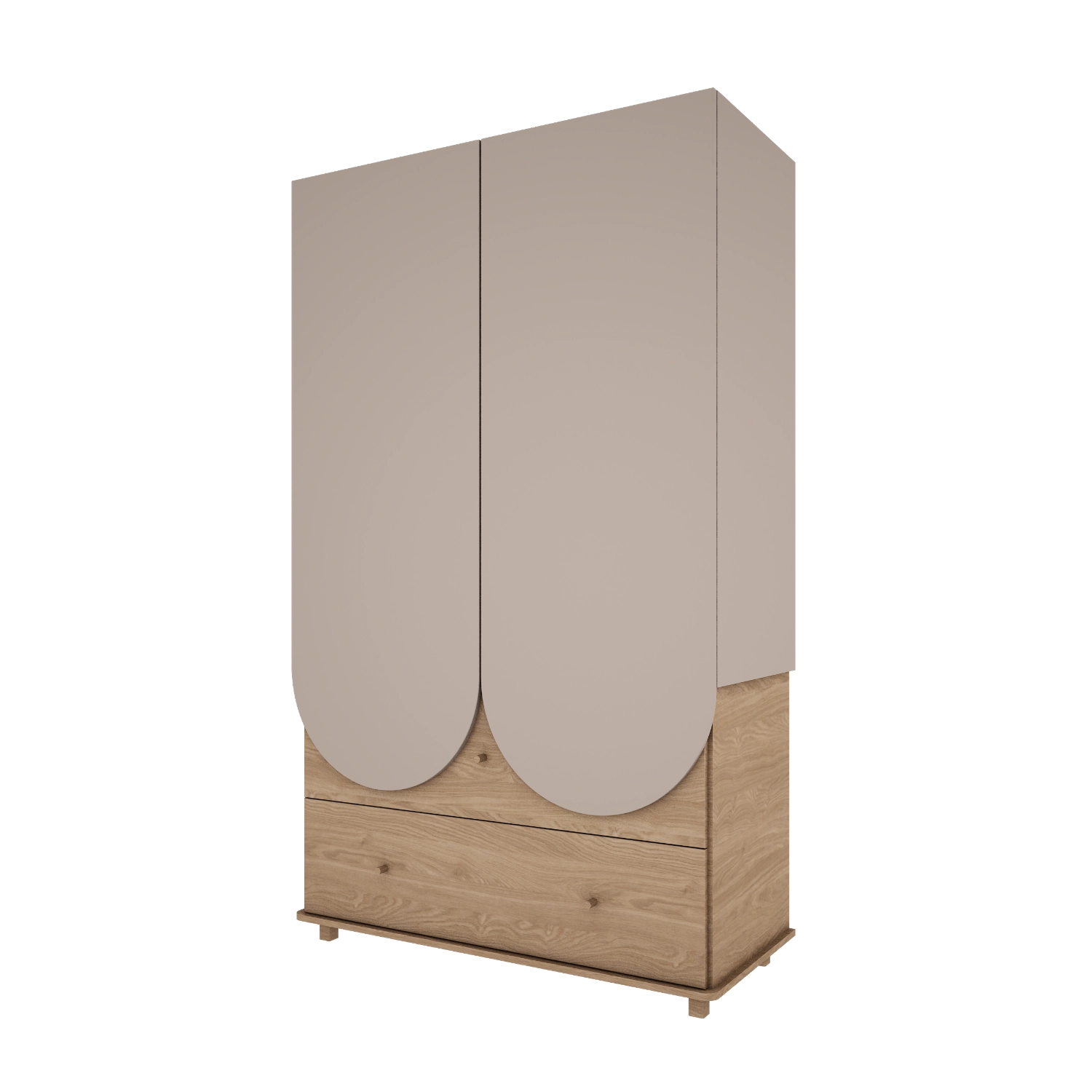 Duża szafa 2-drzwiowa Bloom z szufladami do pokoju dziecięcego lub młodzieżowego w kolorze kaszmir + dąb  - Perspektywa