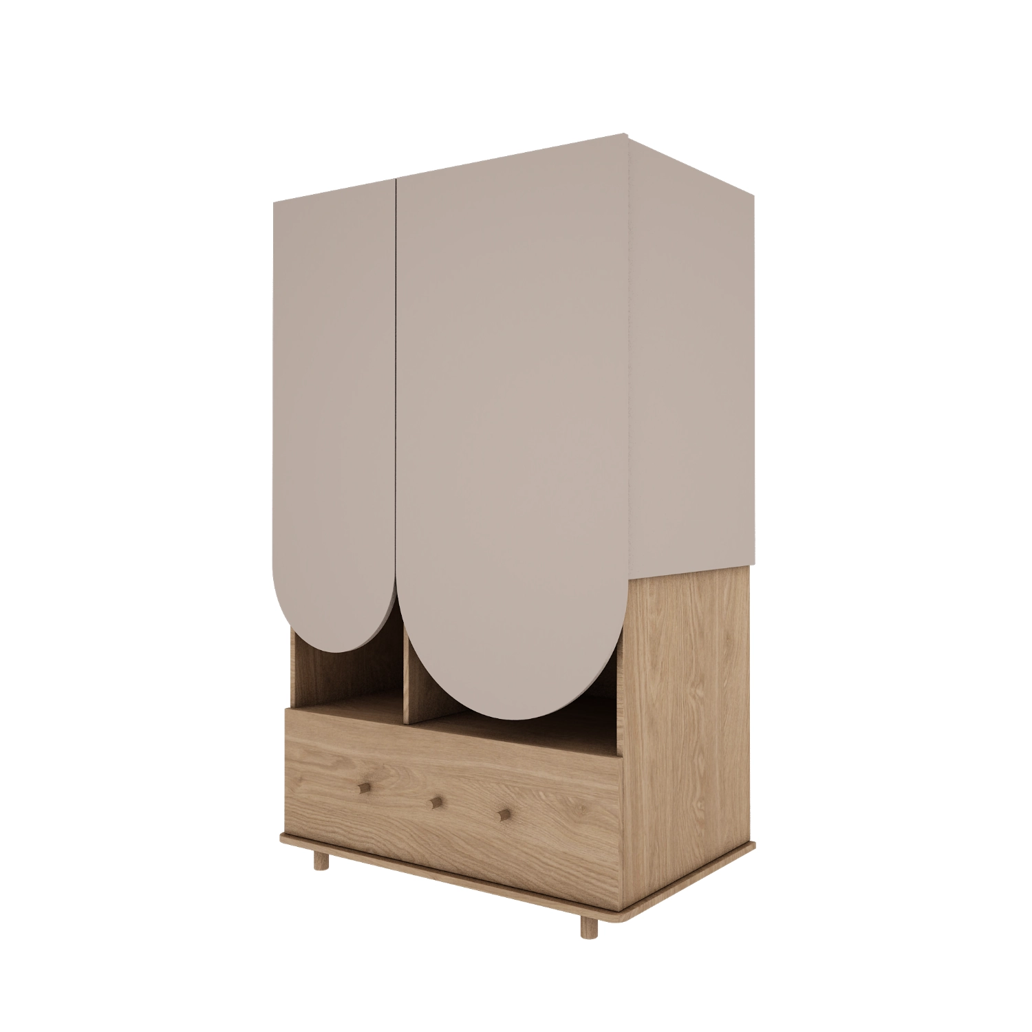 Mała szafa 2-drzwiowa Bloom z szufladami do pokoju dziecięcego lub młodzieżowego w kolorze kaszmir + dąb - Perspektywa