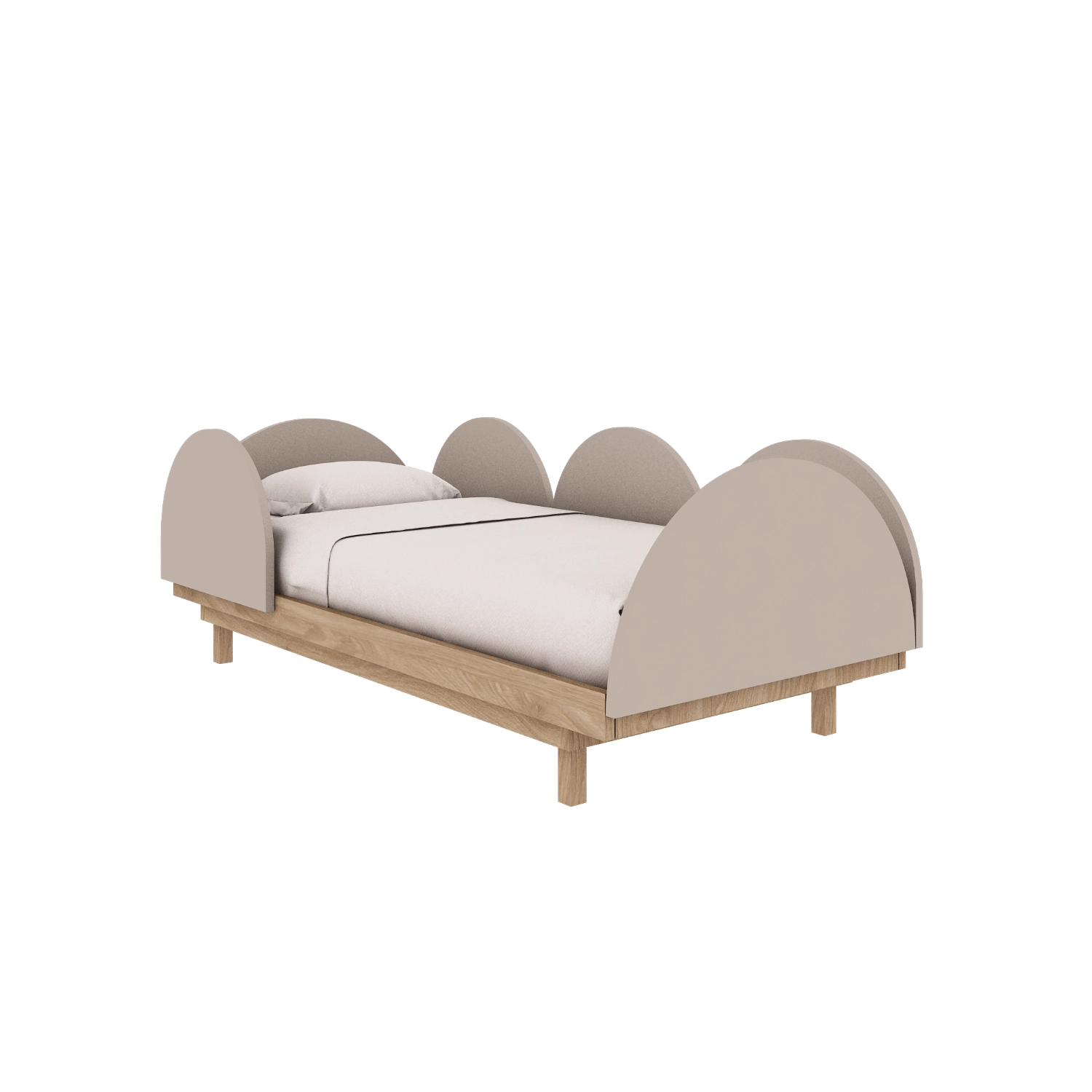 Tapczanik Bloom do pokoju dziecięcego w kolorze kaszmir + dąb - Perspektywa