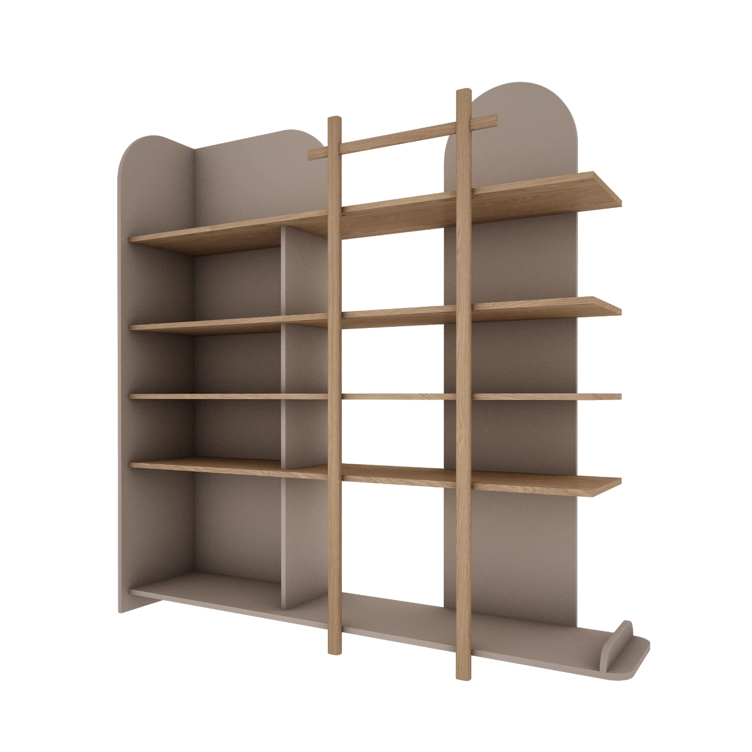Duży regał Bloom do pokoju dziecięcego lub młodzieżowego w kolorze kaszmir + dąb - Perspektywa