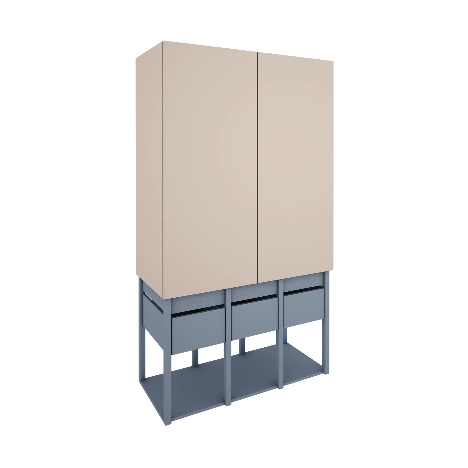 Szafa 2-drzwiowa Tweens z szufladami do pokoju dziecięcego lub młodzieżowego w kolorze Zgaszony niebieski + Piaskowy Beż - Perspektywa