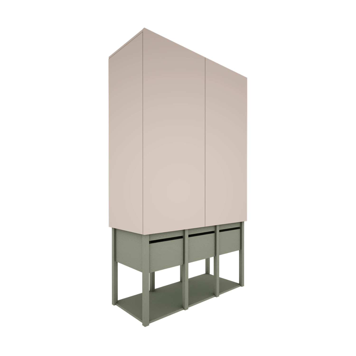 Szafa 2-drzwiowa Tweens z szufladami do pokoju dziecięcego lub młodzieżowego w kolorze Eukaliptus + Piaskowy Beż  - Perspektywa