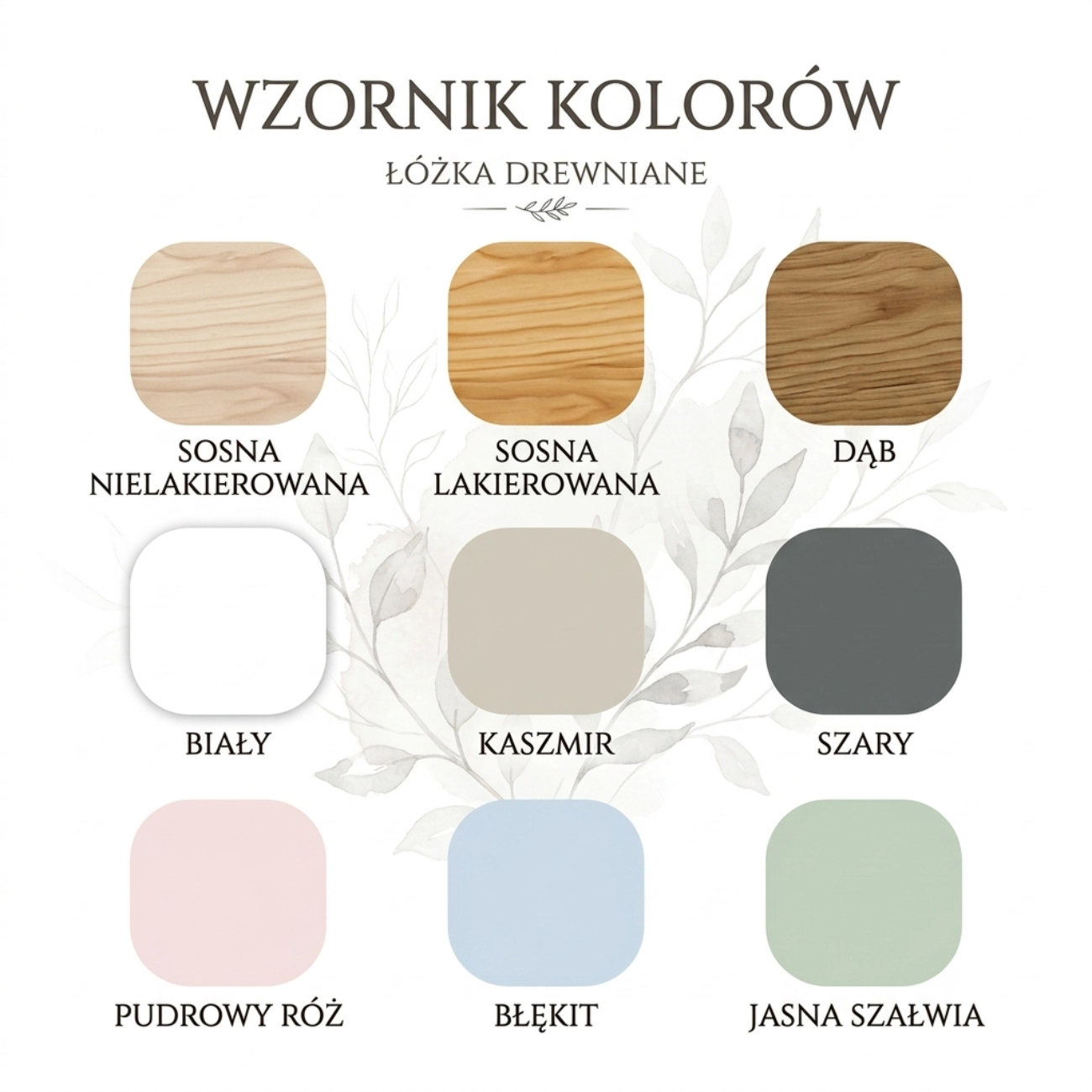 Wzornik kolorów łóżka Sahara II
